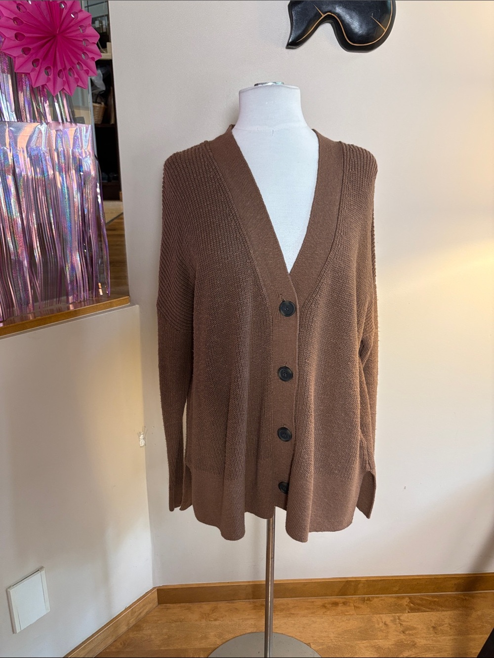 Madewell Brown V‑Neck Button Cardigan